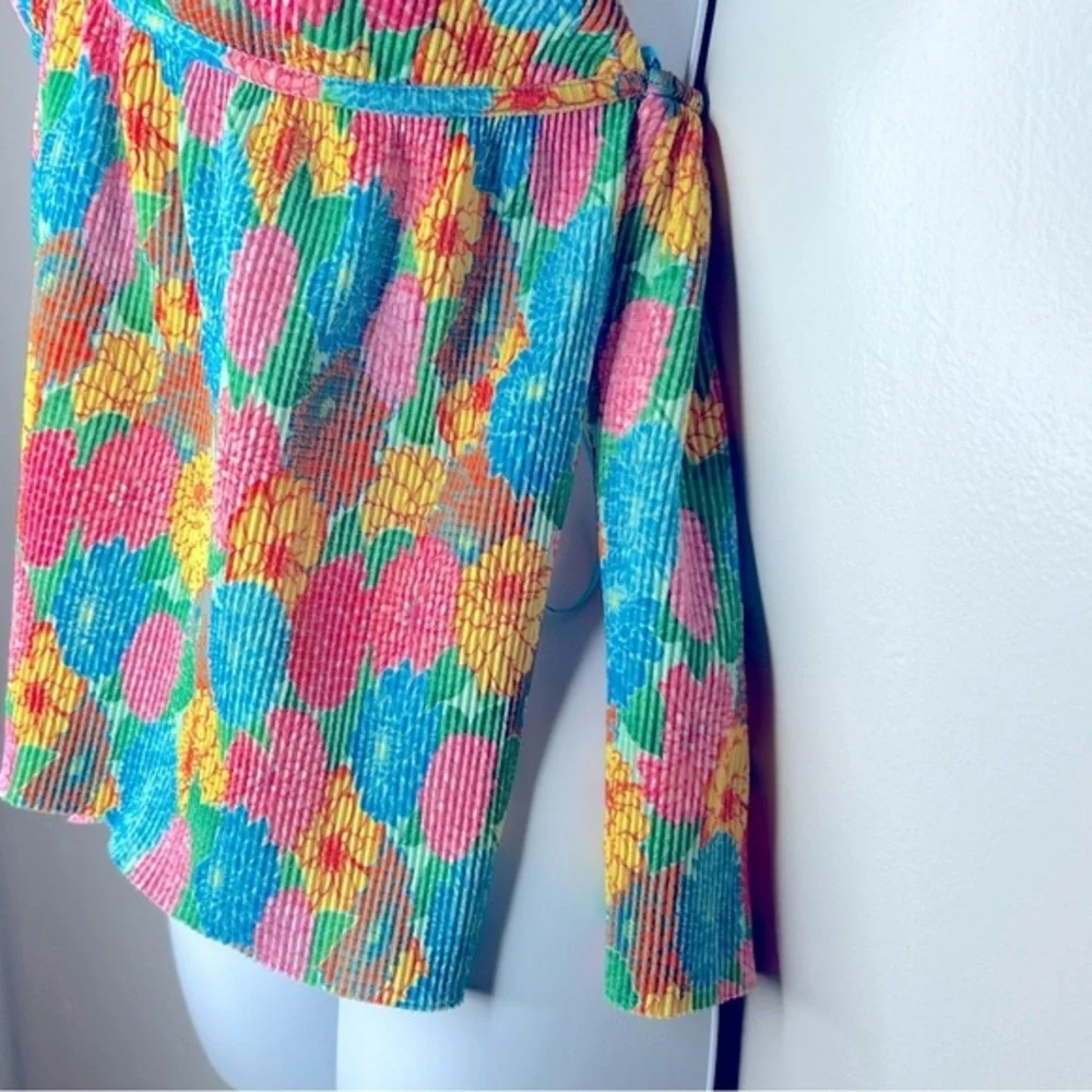 Zara Womens Pleated Strappy Flowy Top Tank Multi-Color Floral 5039/389 Size‎ S